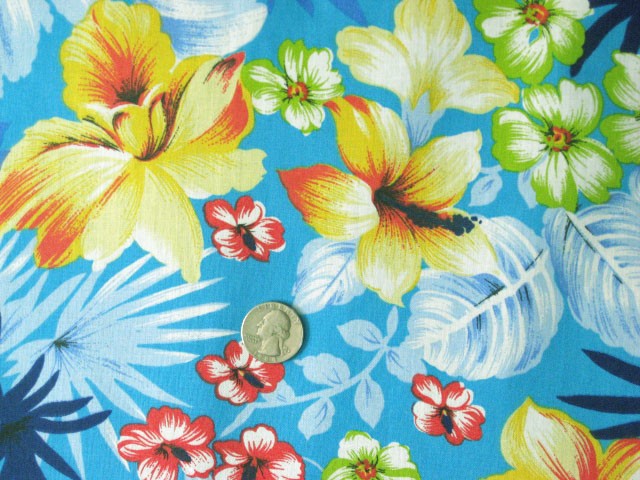 blue Hawaiian hibiscus print