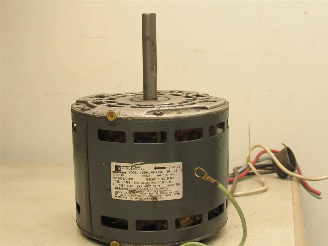 EMERSON K55HXJAG4956 Furnace Blower Motor 1/3 HP 1075 RPM 3SPD 1PH