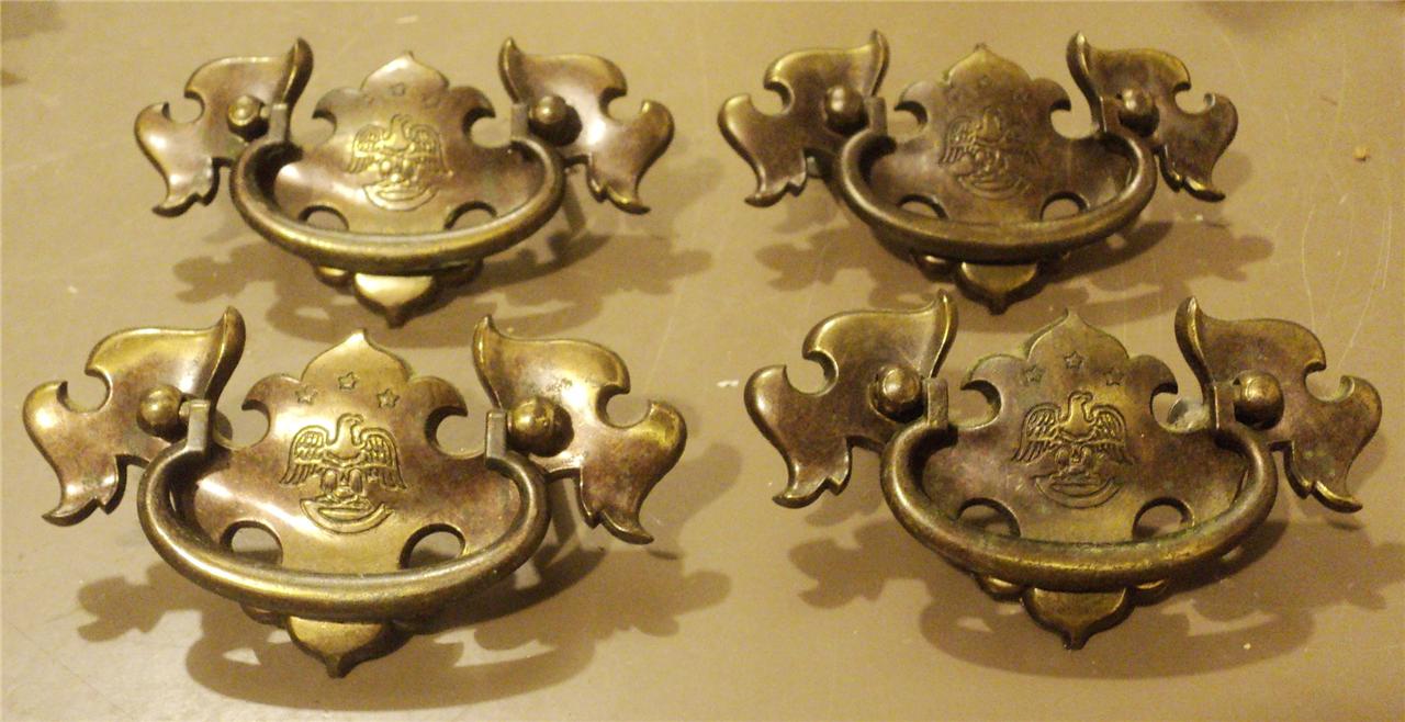 LOT OF 4 ANTIQUE VINTAGE EAGLE BRASS DRAWER PULLS HANDLES eBay