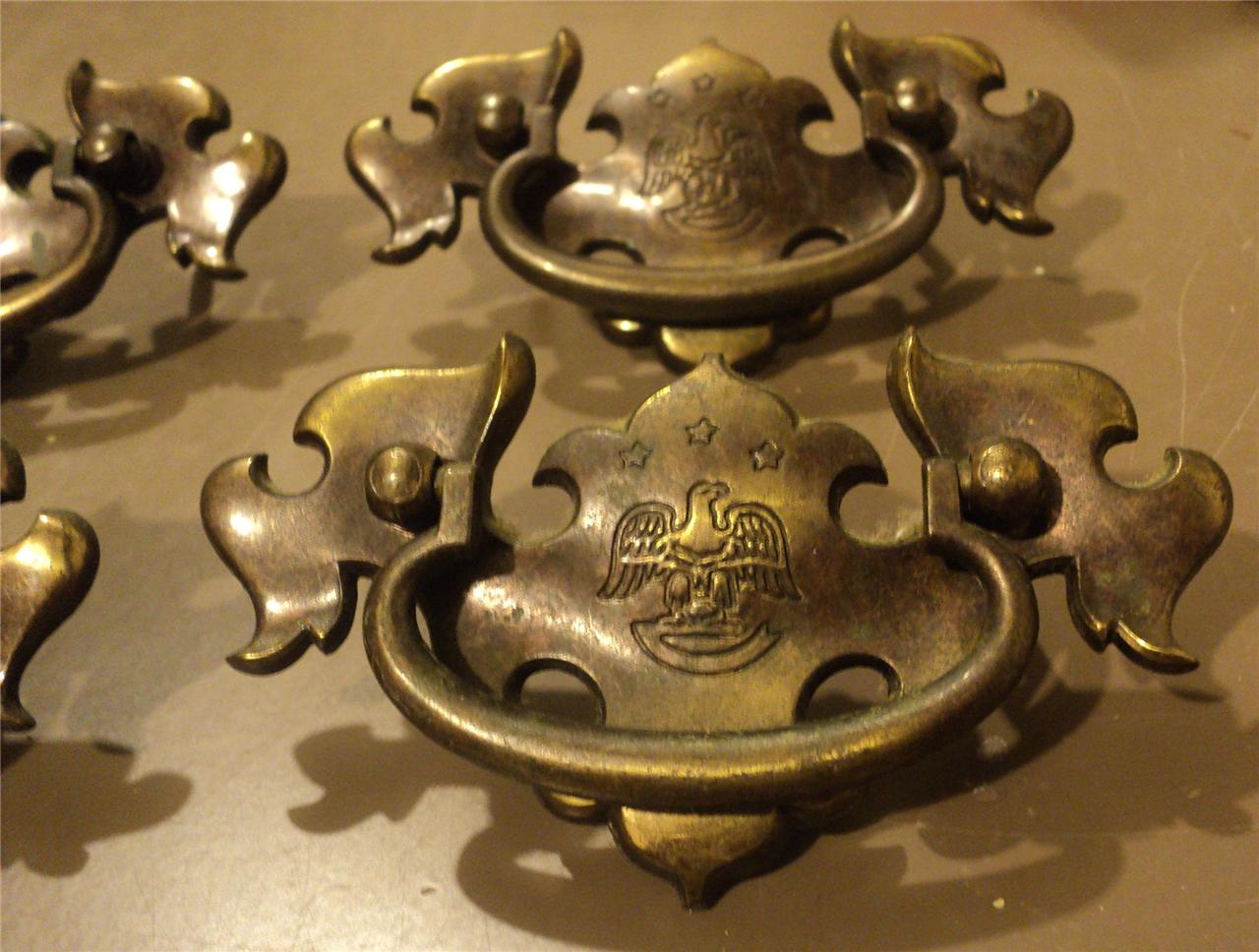 LOT OF 4 ANTIQUE VINTAGE EAGLE BRASS DRAWER PULLS HANDLES eBay