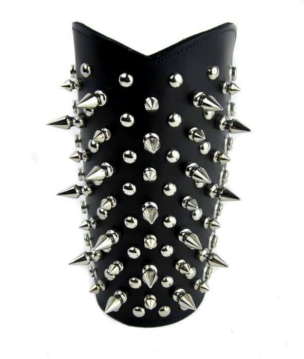 Spike And Stud Black Leather Wristband Heavy Metal Armband Gauntlet Death