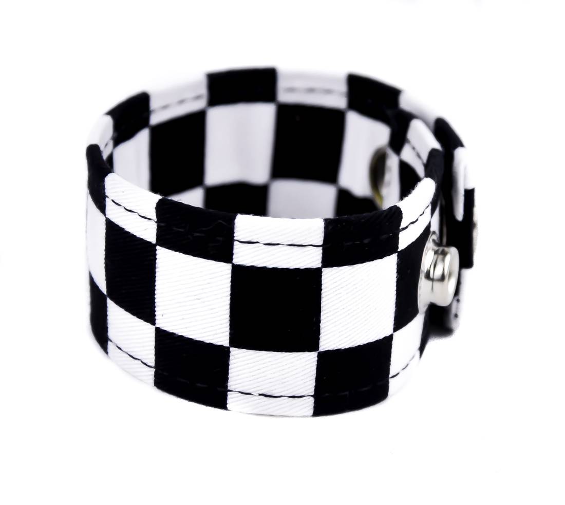Black & White Checkered Fabric Wristband Bracelet Punk Cosplay Gothic