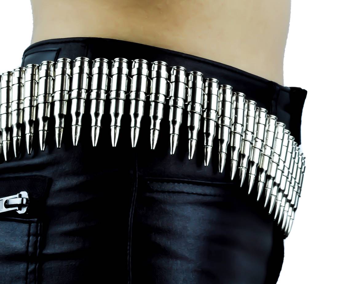 42" Real Bullet Belt 0.223 Cal. One Size Adjustable Silver Color