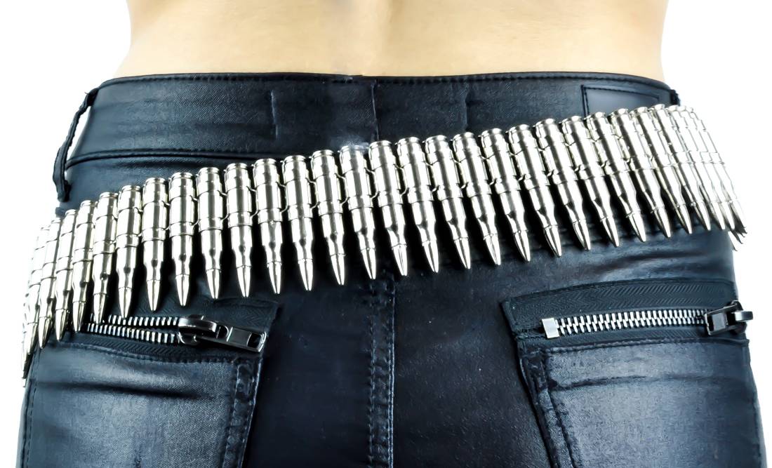 42" Real Bullet Belt 0.223 Cal. One Size Adjustable Silver Color