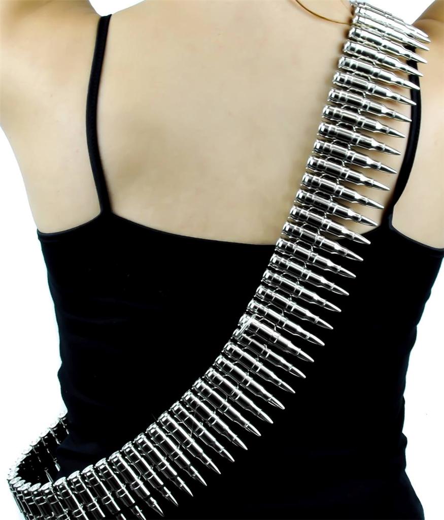 42" Real Bullet Belt 0.223 Cal. One Size Adjustable Silver Color Cosplay Costume eBay