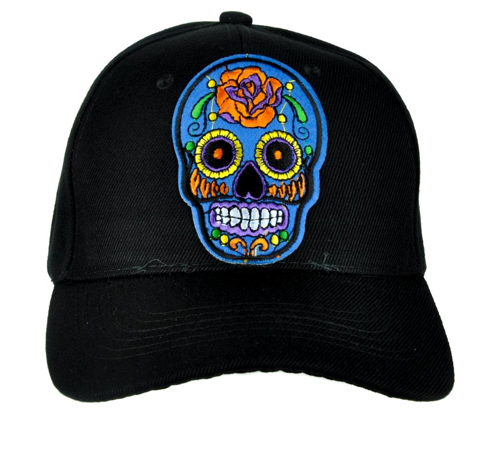 Blue Sugar Skull Hat Baseball Cap Day of the Dead Clothing Dia De Los Muertos eBay