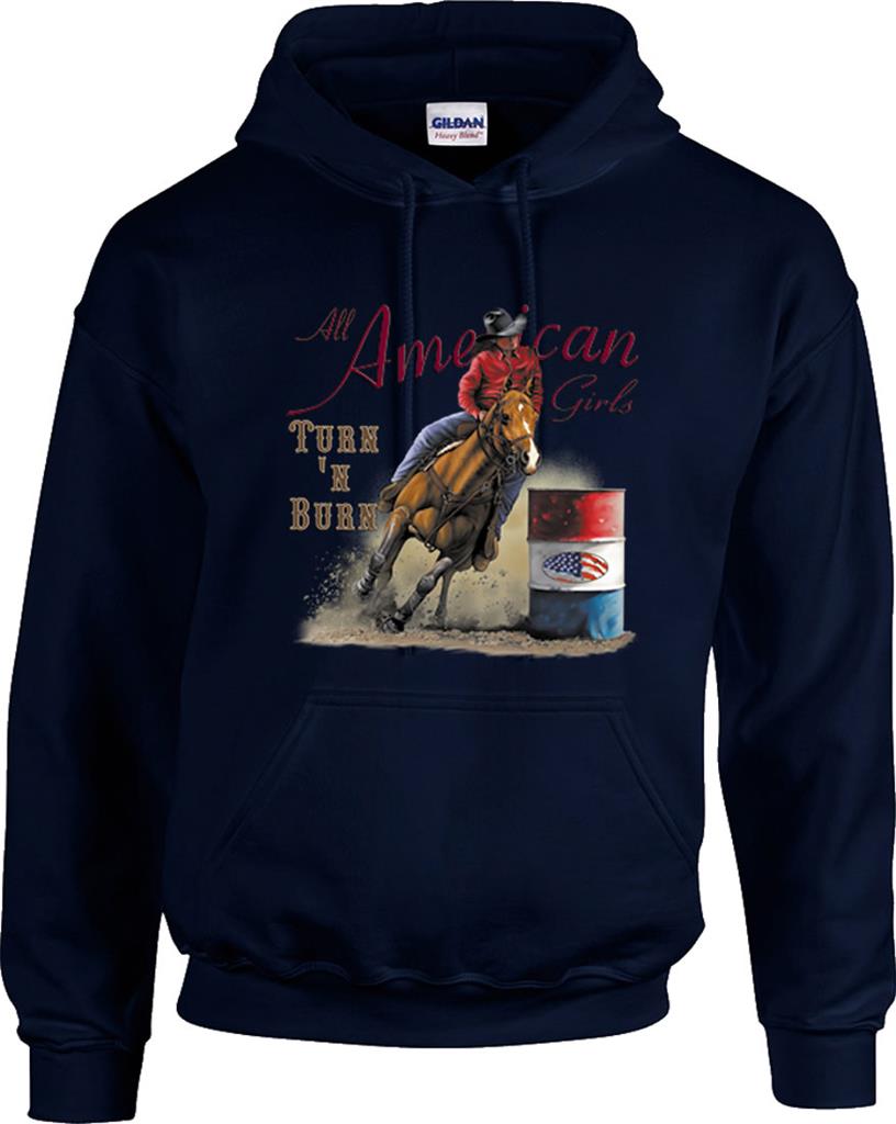 All American Girls Turn N Burn Barrel Racing Racer Horse Hoodie