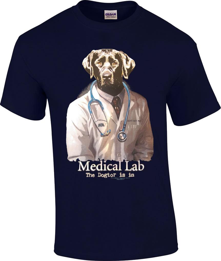 Funny Medical Lab The Dogtor Is In Dog White Coat Dr Medical Student T