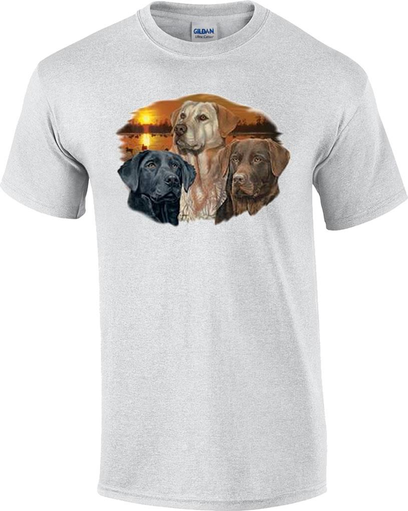Labs at Sunset Chocolate Lab Black Lab Yellow Lab Labrador Trio TShirt