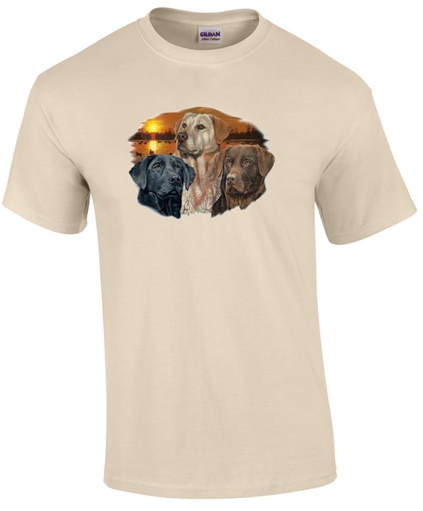 Labs at Sunset Chocolate Lab Black Lab Yellow Lab Labrador Trio TShirt