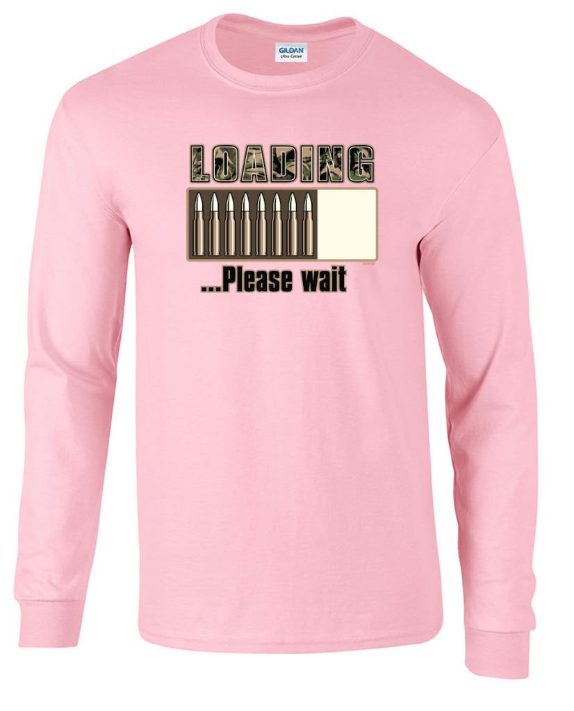 Funny Camo Loading Please Wait Bullets Gun Ammo Novelty Long Sleeve T