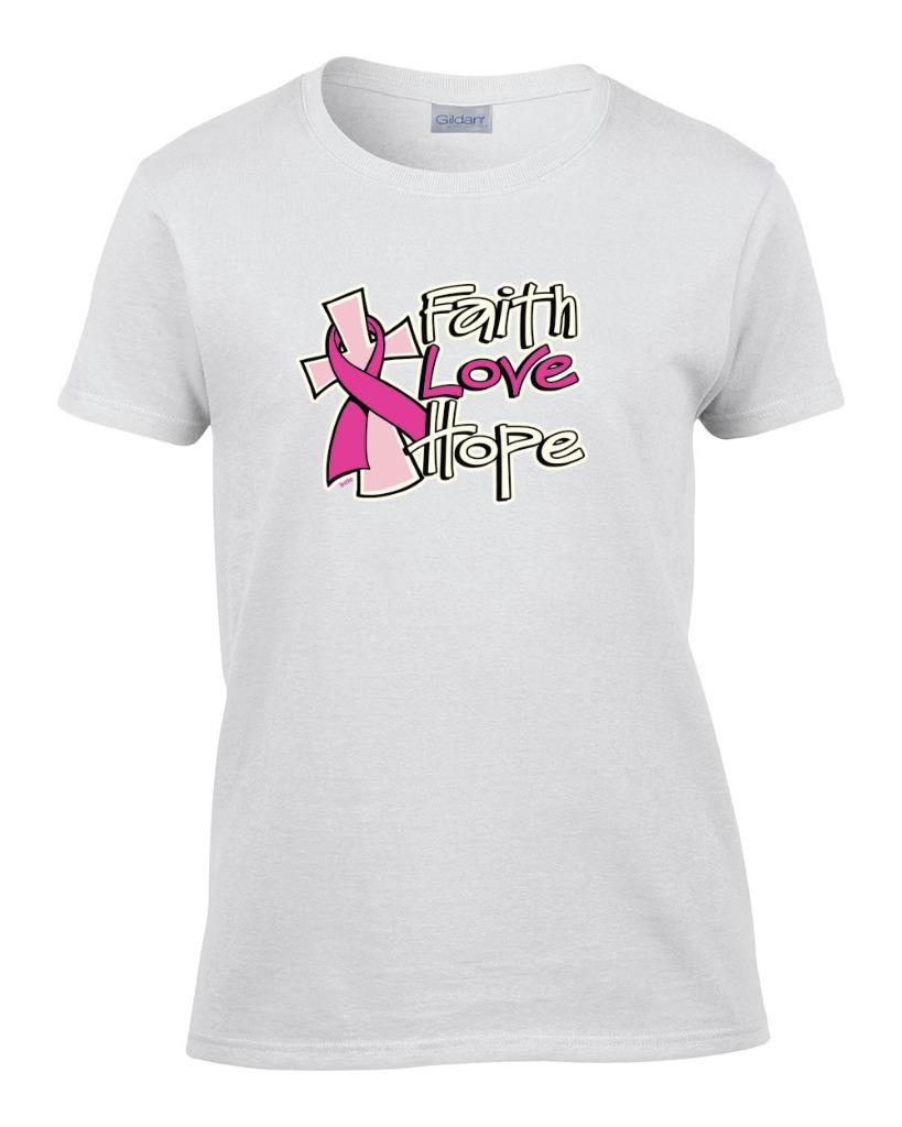 Ladies Faith Love Hope Breast Cancer Pink Ribbon Awareness ...