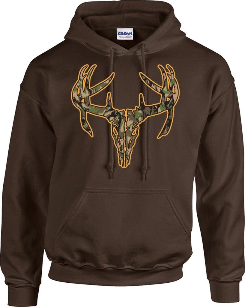 Orange Camo Deer Skull Camouflage Hunting Hoodie Sweatshirt | eBay