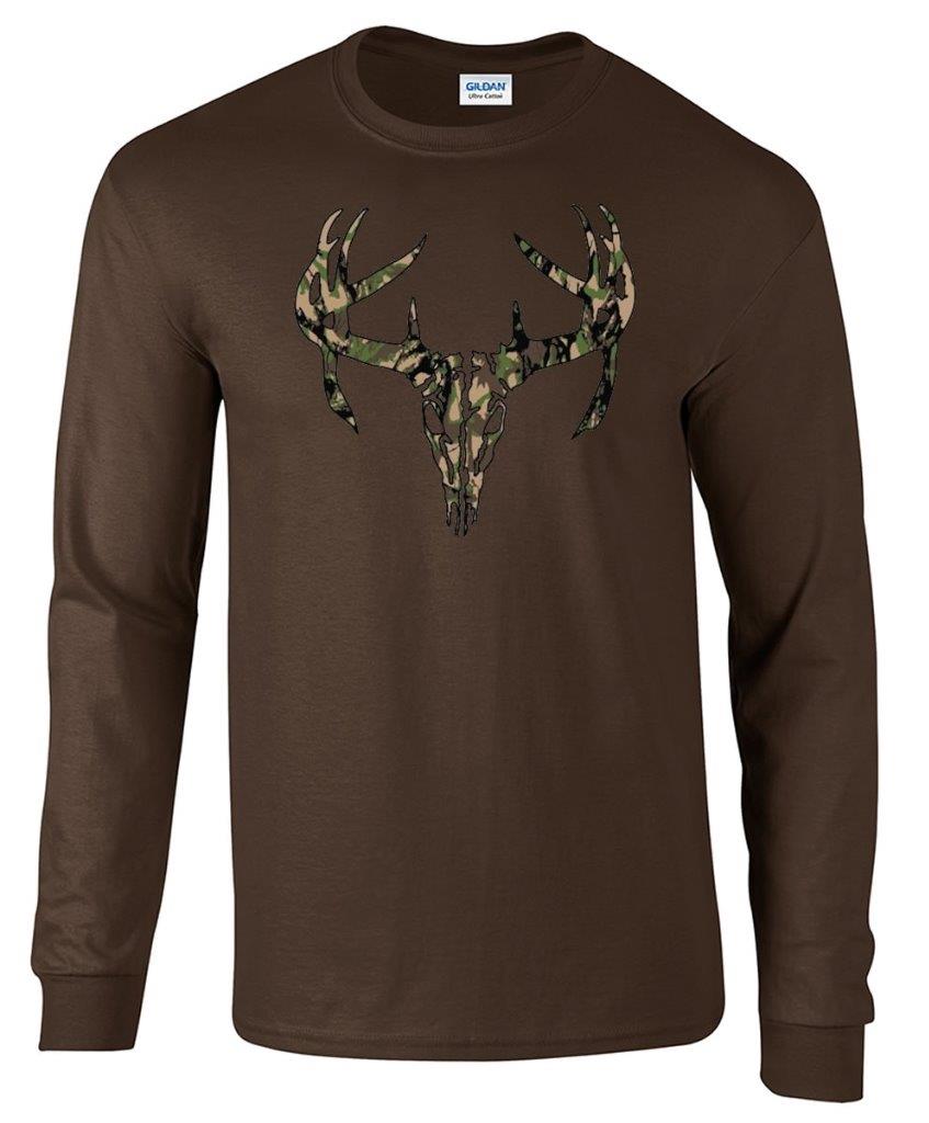 Camo Deer Skull Camouflage Hunting Long Sleeve TShirt eBay