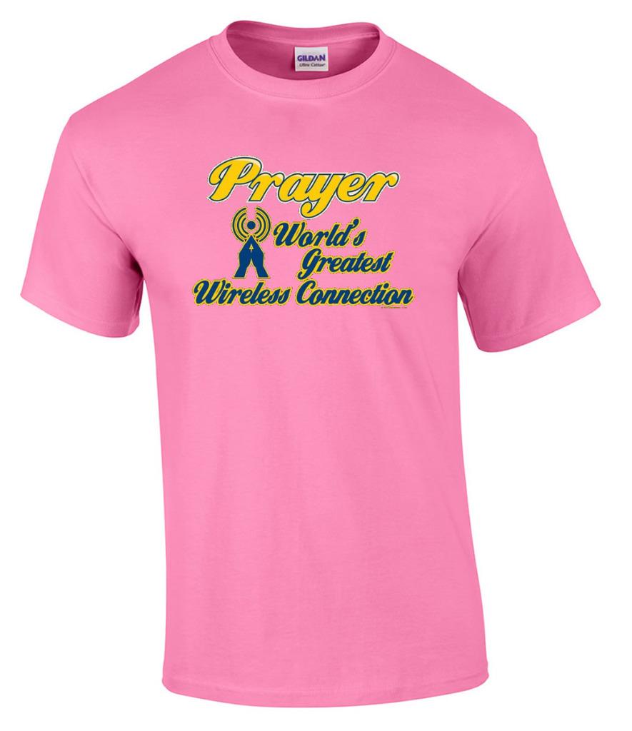 Christian Prayer World's Greatest Wireless Connection Religious T-Shirt - Picture 10 of 19
