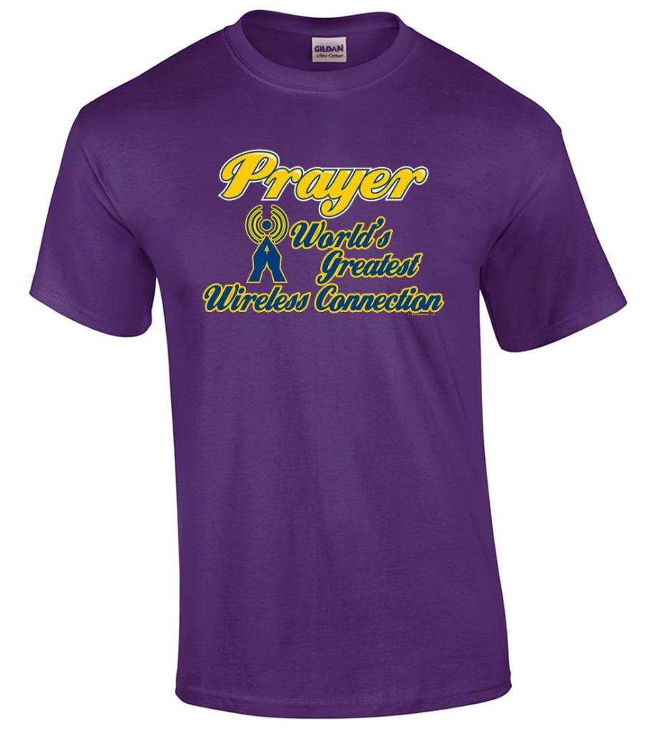 Christian Prayer World's Greatest Wireless Connection Religious T-Shirt - Picture 14 of 19