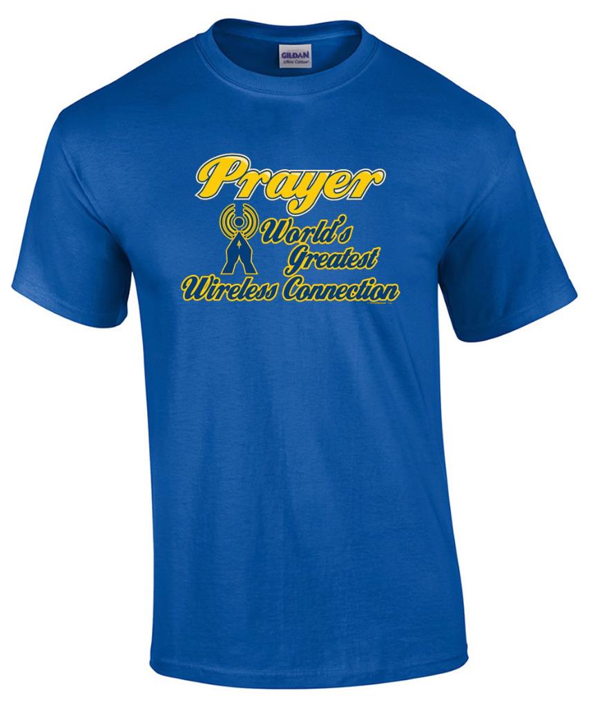 Christian Prayer World's Greatest Wireless Connection Religious T-Shirt - Picture 12 of 19