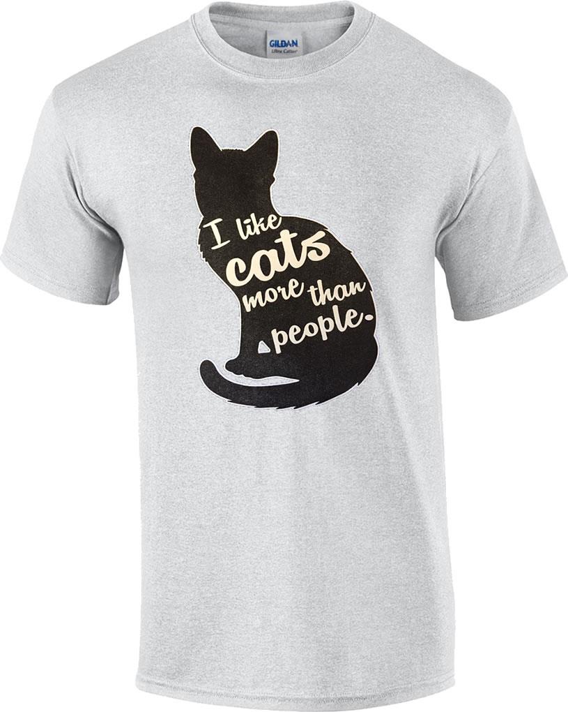 Funny I Like Cats More Than People Humor Novelty Cat T-Shirt | eBay