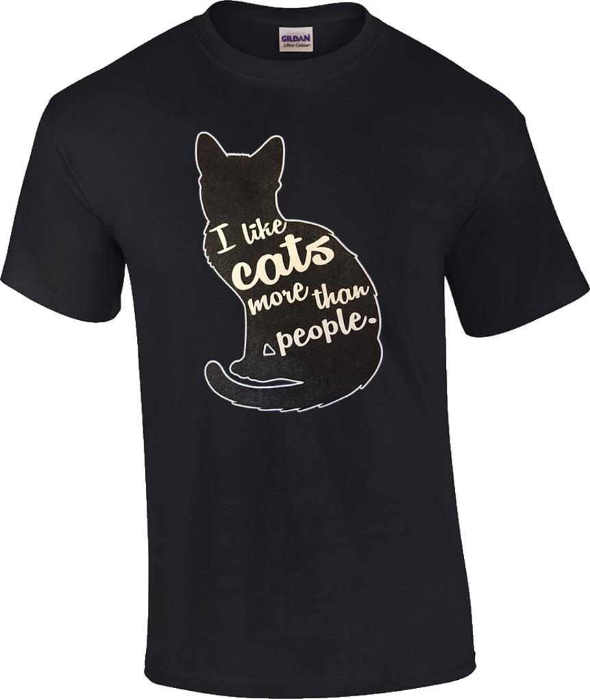 Funny I Like Cats More Than People Humor Novelty Cat T-Shirt | eBay