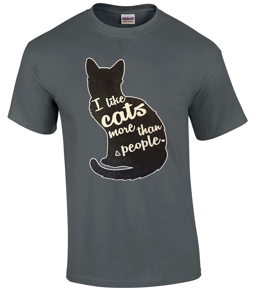 Funny I Like Cats More Than People Humor Novelty Cat T-Shirt | eBay