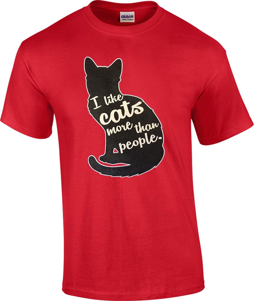 Funny I Like Cats More Than People Humor Novelty Cat T-Shirt | eBay