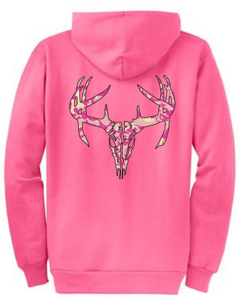 Camo Deer Skull Camouflage Hunter Zipper Zip Hoodie Hooded Sweatshirt 8715