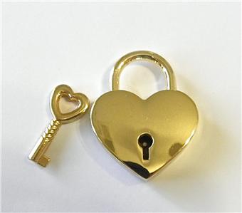 NEW HANDBAG BAG REPLACEMENT LOCK HEART CHARM WITH KEY SET GOLD
