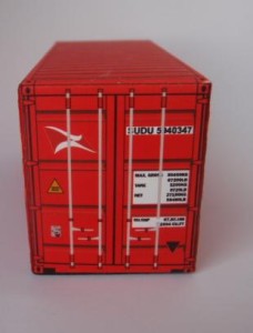 20 Foot x 2 - Shipping containers HAMBURG SUD - Red - HO scale Model 