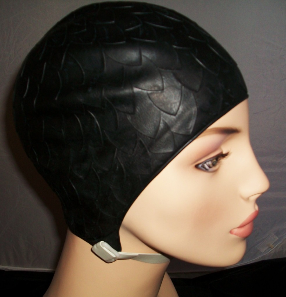 Ladies Black Swimming Hat Detachable Chin Strap Small eBay