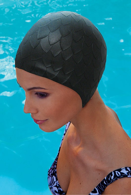 Ladies Swimming Hat Swim Cap Fashy Small Fitting Black White Retro
