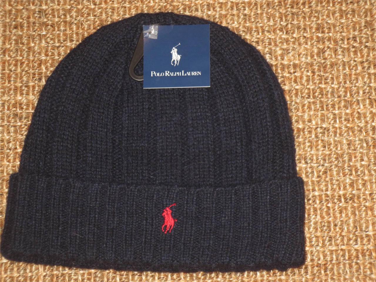 NWT MENS POLO RALPH LAUREN WINTER HAT LAMBS WOOL NAVY NEW eBay