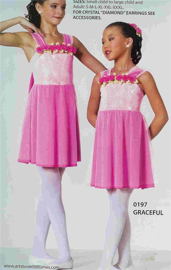 Lyrical Dance Costume Pink Artstone Ballet or Ballroom Dress Graceful