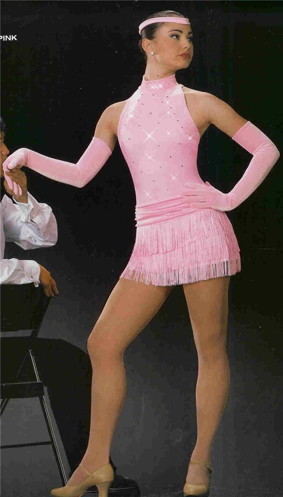 Pink 583 Teachers Jazz Fringe Competition Dance Costume Pageant Outfit