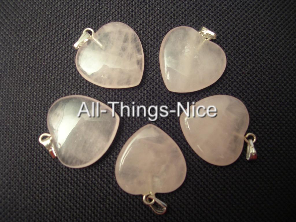 ROSE QUARTZ HEART Pendant Charm Jewellery WHOLESALE 10
