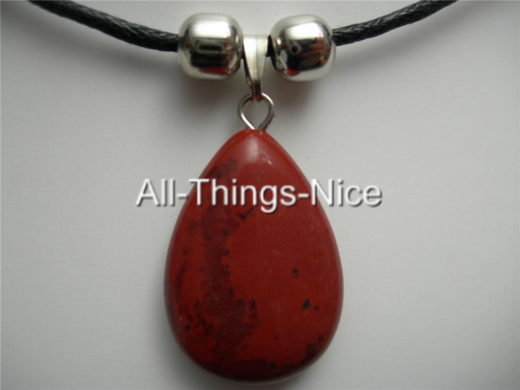 RED JASPER Gemstone BIG DROP Pendant Necklace Jewellery