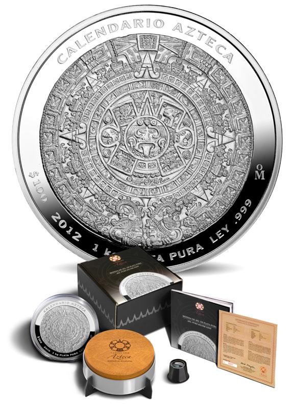 1 Kilo Silver Aztec Calendar Coin