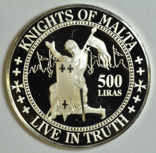 Knights of Malta 2000 Live In Truth 500 Lira Silver Proof Coin