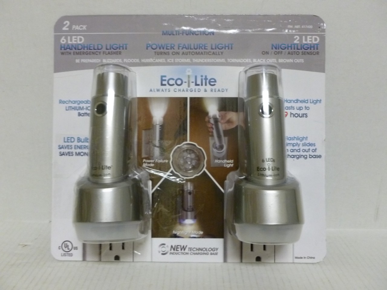 New! Eco-i-Lite Power Failure Light Nite Flash Light 2 ...
