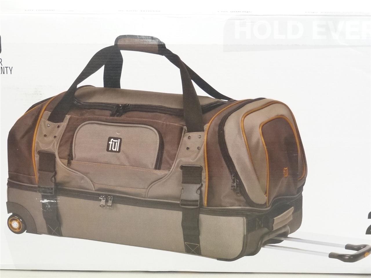 NEW! FUL 30"/ 76.2cm Rolling Duffel Bag Brown/Orange 2 Compartment