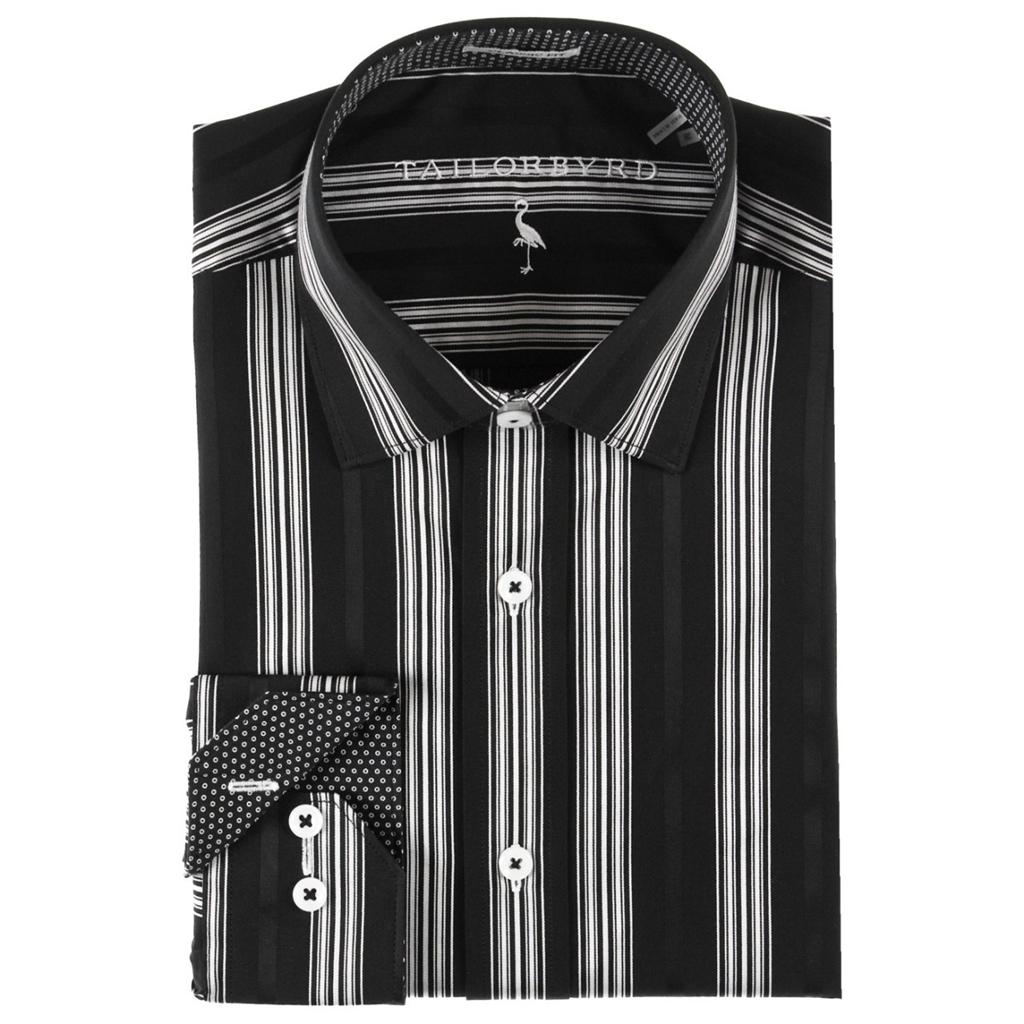 black and white striped dress shirt