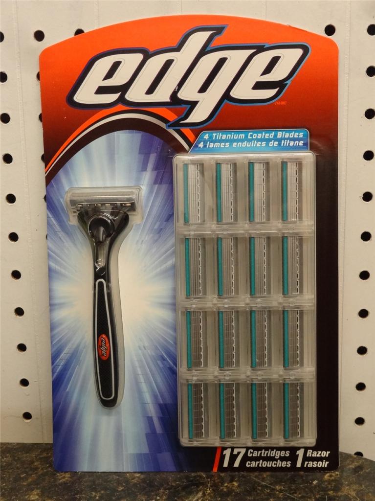 NEW!! 17 Men's Edge Titanium 4 Razor Blade Refills + 1 Razor *SEALED
