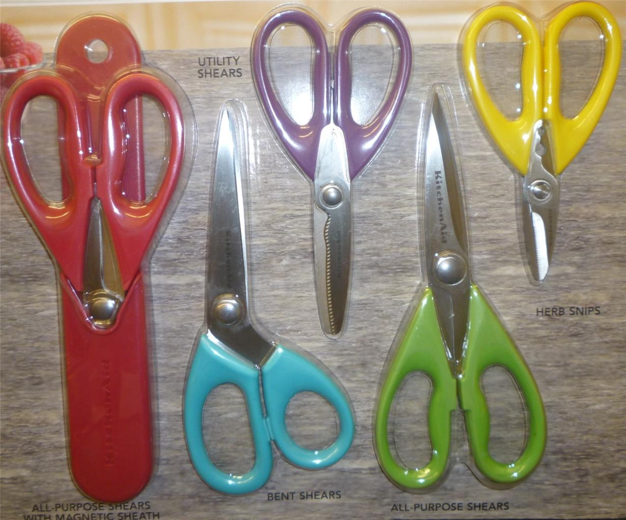 NEW! Kitchenaid Set Of 5 Kitchen Shears 2 AllPurpose/Bent/Herb/Utility Scissors eBay