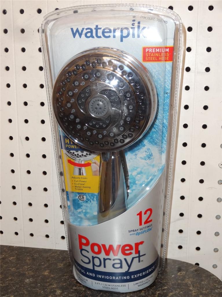 SEALED! Waterpik POWER SPRAY+ 12 Setting Massage Shower Head Chrome w