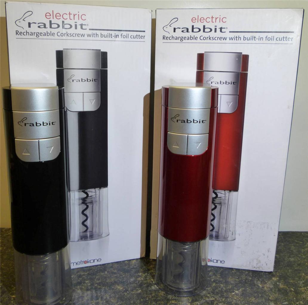 NIB Metrokane Rabbit Electric Rechargeable Corkscrew with Built in Foil
