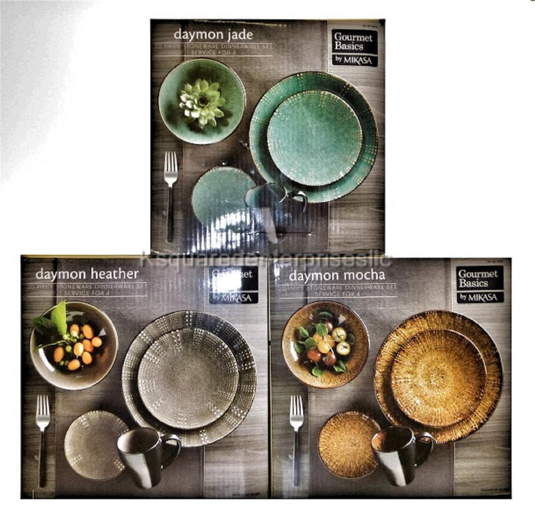 Gourmet Basics by MIKASA daymon 20 Piece Set, Service for 4 Jade Heather Mocha eBay