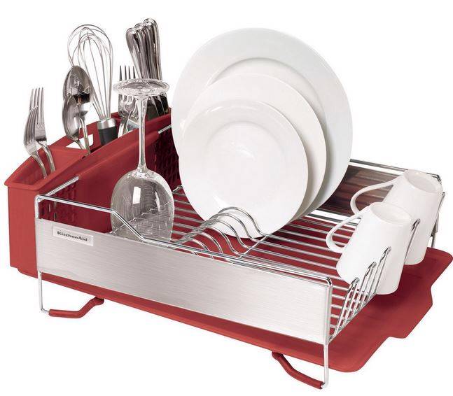 KitchenAid Dish Drying Rack 3 Piece Red or Black Stainless Steel Dish