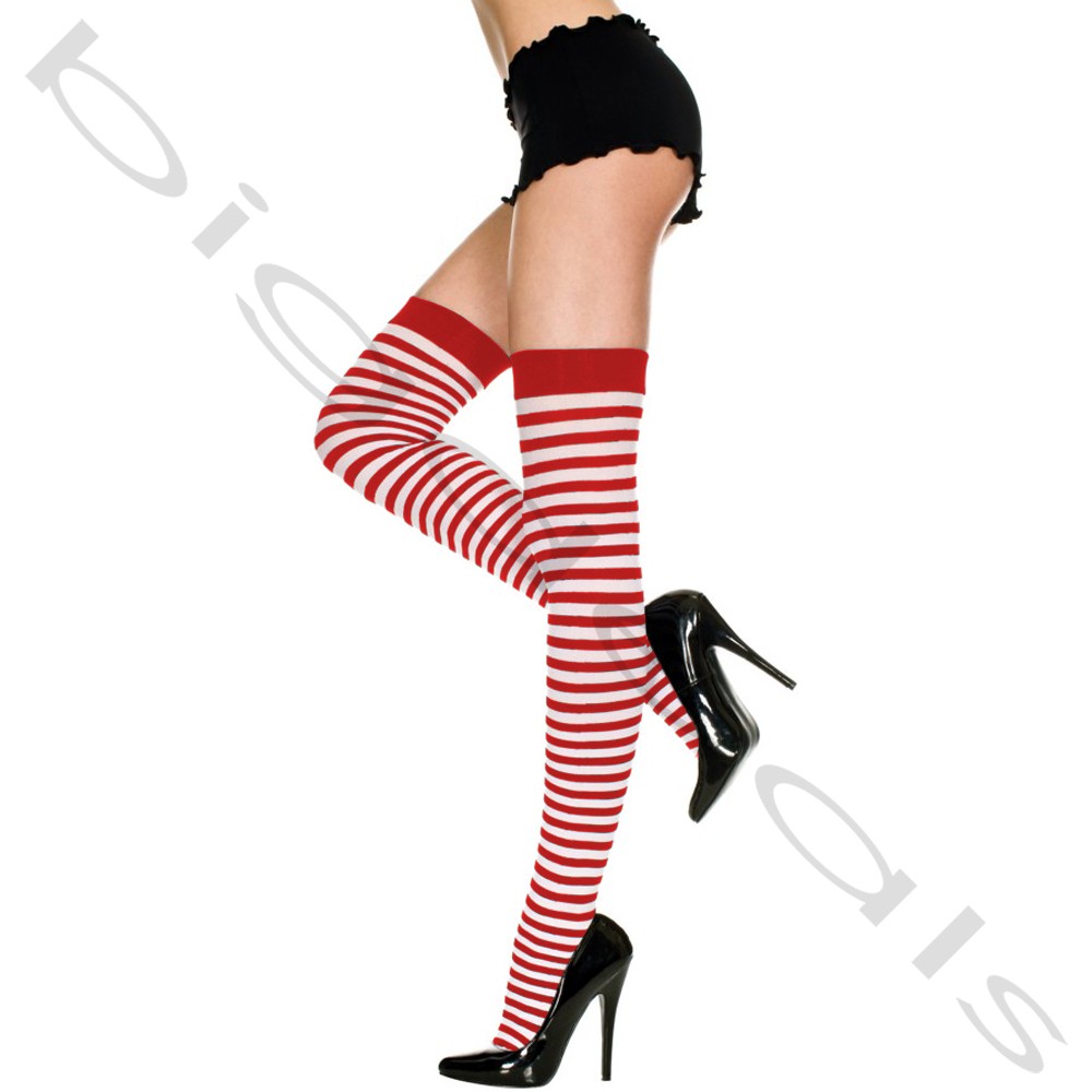 Sexy Thigh High Stocking Pantyhose Stripe Opaque Hosiery Hi Halloween