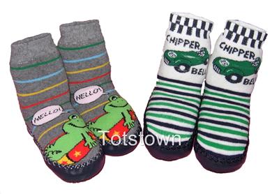 Baby Slippers on Non Slip Baby  Toddler Slipper Socks 2 Designs 3 Sizes   Ebay