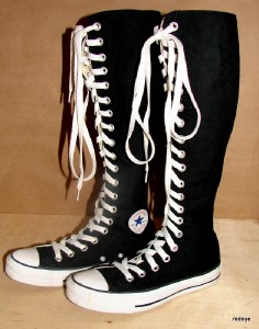 Women's Converse All Star Size 7 Knee High Shoes Boots Sneakers Black Laced. Converse. $ or Best Offer. Free Shipping. SPONSORED. NIB Converse All Star Girls CT XHI Knee High Black Size 3 Junior Side Zipper See more like this. Converse Shoes | Knee Calf High Zip Up Laced Funky Retro Tennis Shoes W/ Zippers. Pre-Owned. $