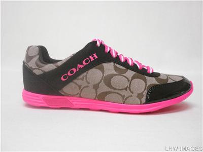 Details about NIB COACH SIGNATURE DRITA KHAKI FLUORESCENT FUCHSIA